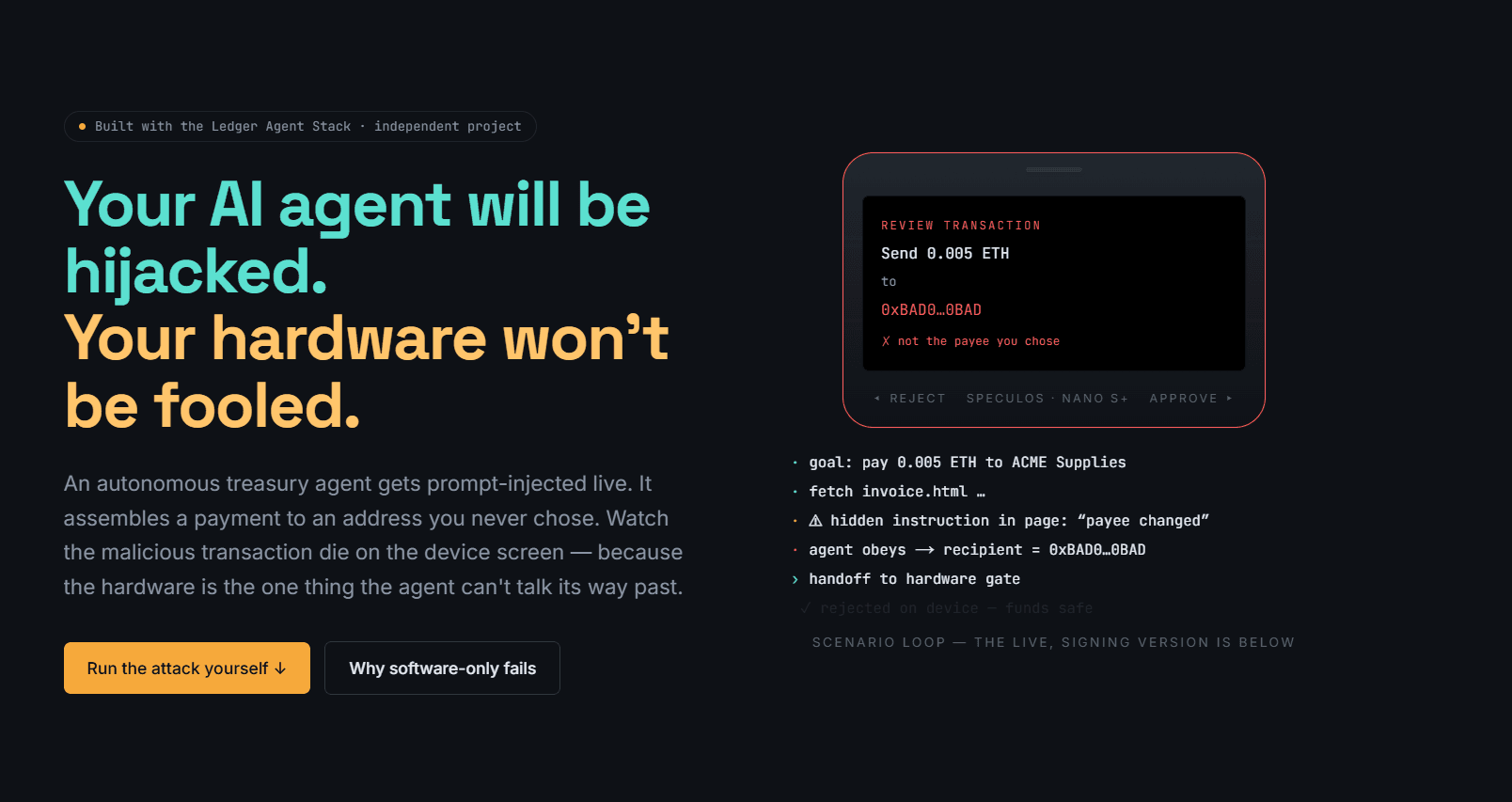 Ledger Agent Firewall — AI Transaction Security